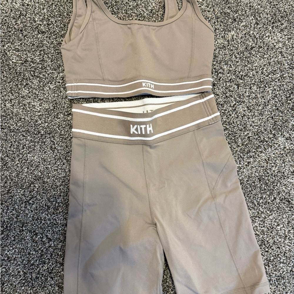 Kith Taupe & White Branded Lined Hoodie